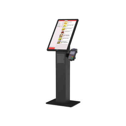 Borne libre-service avec écran tactile et stand